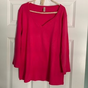 Necessitees Hot Pink 3/4 length t shirt size L